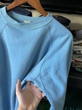 Vintage 50s 60s Wrangler Sweatshirt Blue Chainstitch Logo Gusset Armpit USA