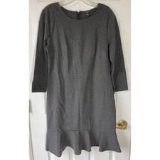 Ann Taylor Dress Womens 8 Career Classic Stretch Pointe Knit Minimalist Zip Gray