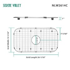 Serene Valley Sink Protector Grid 26-1/16" X 14-1/16", Centered Drain with Corne