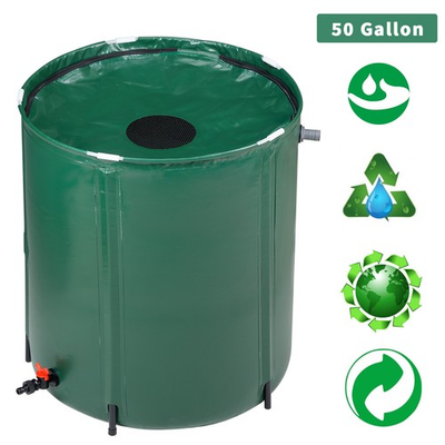 #ad 50 Gallon Portable Fold Rain Barrel Water Collector Foldable Rain Water Storage $33.89