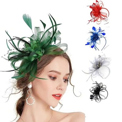Neue Feder Haar Fascinator Stirnband Clip Damen Tag Hochzeit Royal Ascot Races