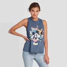Disney Mickey  Friends Graphic Tank Top Light Blue Heather XS NWT