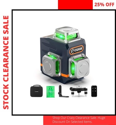 Self Leveling 3x360° Green Laser Level with Stand & Remote