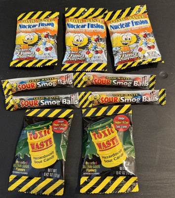 Lot of Toxic Waste Nuclear Fusion Hazardously Sour Candy Smog Balls Sampler Pack