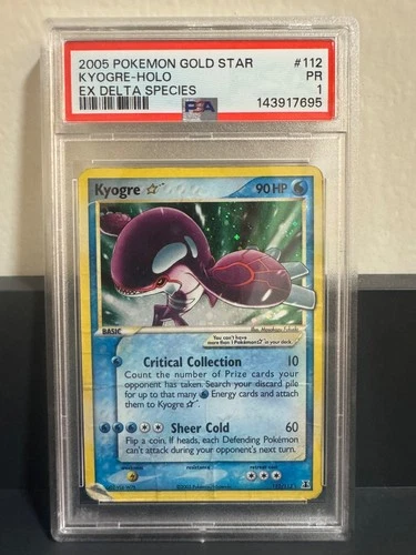 Kyogre Gold Star 112/113 EX Delta Species Holo 2005 Pokemon PSA 1
