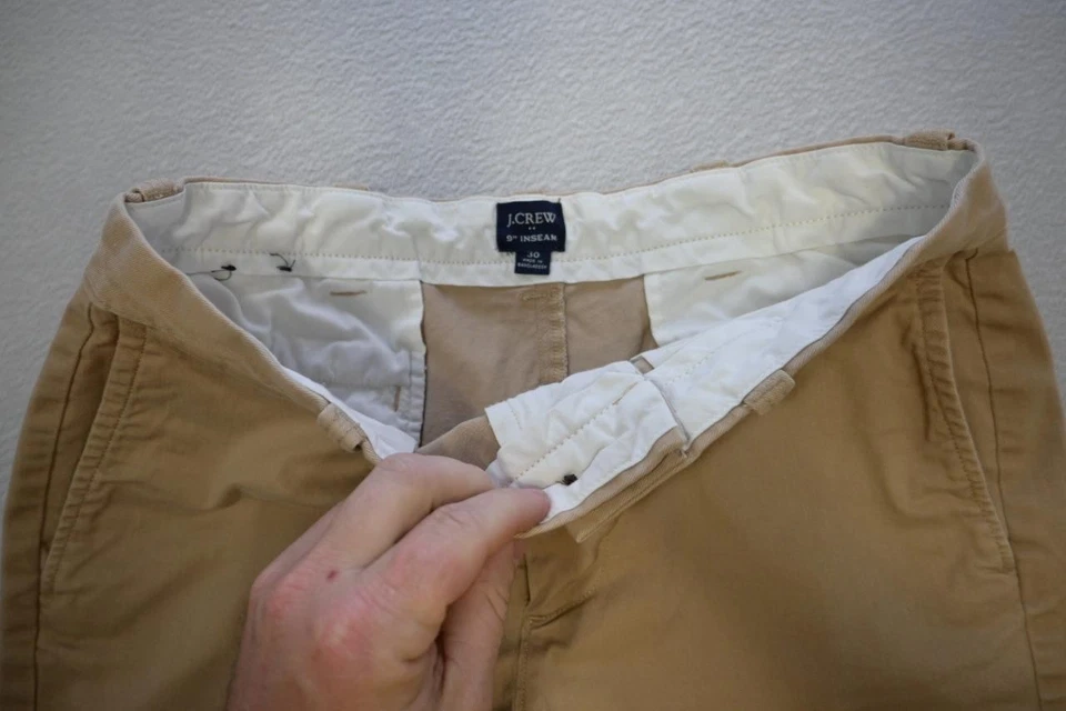 J Crew 卡其色斜纹短裤弹力休闲米色平底 9 英寸 INS 男式 30 码 — 第 4/4 张图片