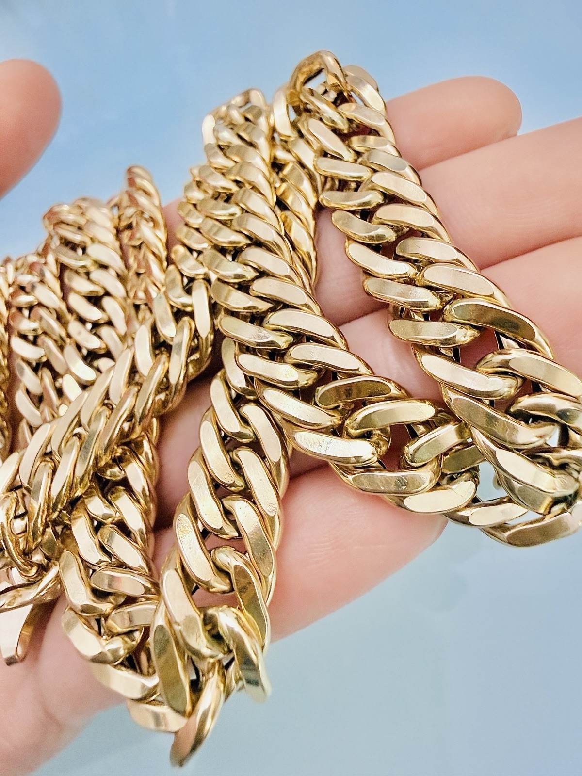 18K 750 Solid Dubai Gold Curb Cuban Link Chain Men Necklace 23.5” 8mm Chunky