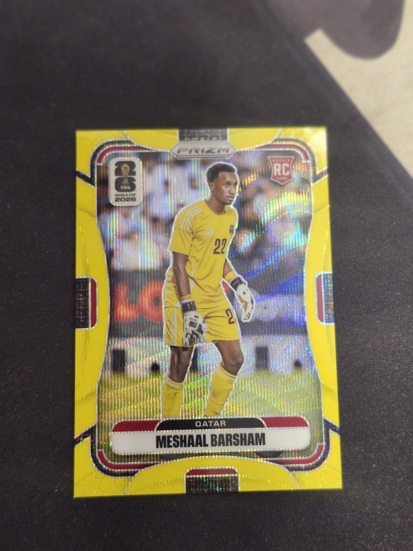 Panini Prizm FIFA World Cup 2026 Meshaal Barsham Qatar #376 RC Yellow Wave /180