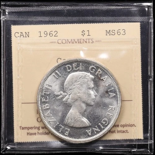1962 $1 ICCS MS63 *Cameo* Canada Silver Dollar Uncirculated Elizabeth
