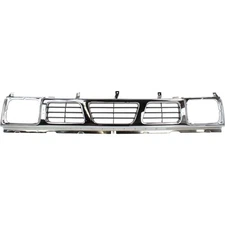 Grille For 93-97 Nissan Pickup Chrome Shell w/ Gray Insert Plastic
