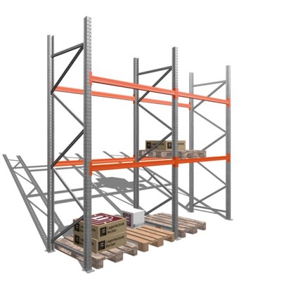 Palettenregal / 2,00 t / (HxBxT) 3.500 x 4.000 x 1.100 mm / 2 Felder