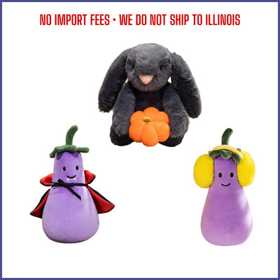 20-30CM Pumpkin Bear & Rabbit Cloak, Eggplant Earmuffs Halloween Plush Toy
