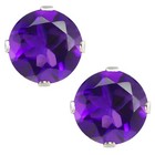 2.30 Ct Large 7MM Purple Amethyst 925 Sterling Silver Stud Earrings