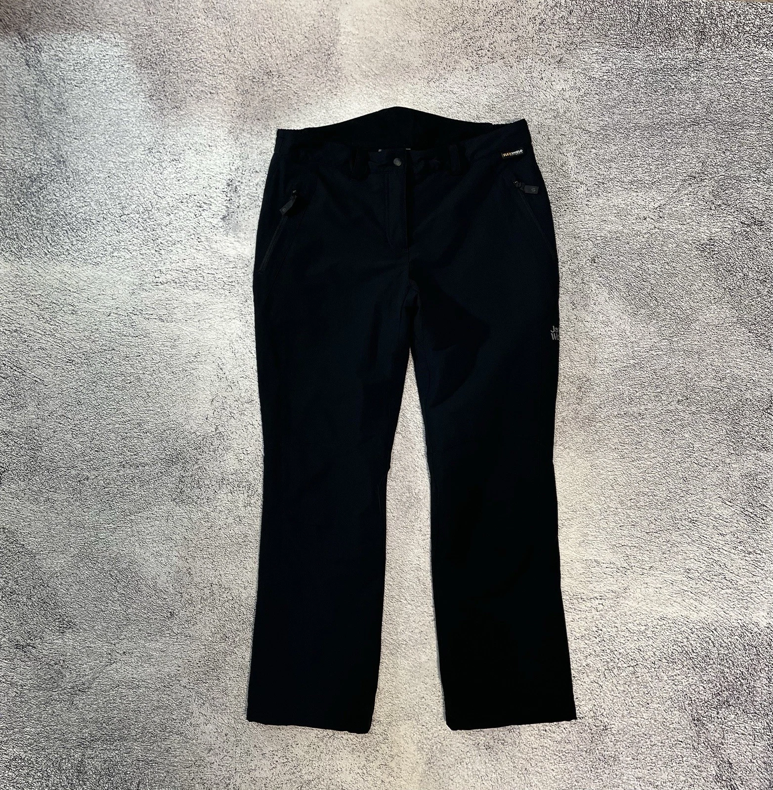 Jack Wolfskin Flex Shield Softshell Pants Women Short Black Hiking Snow USM EU20