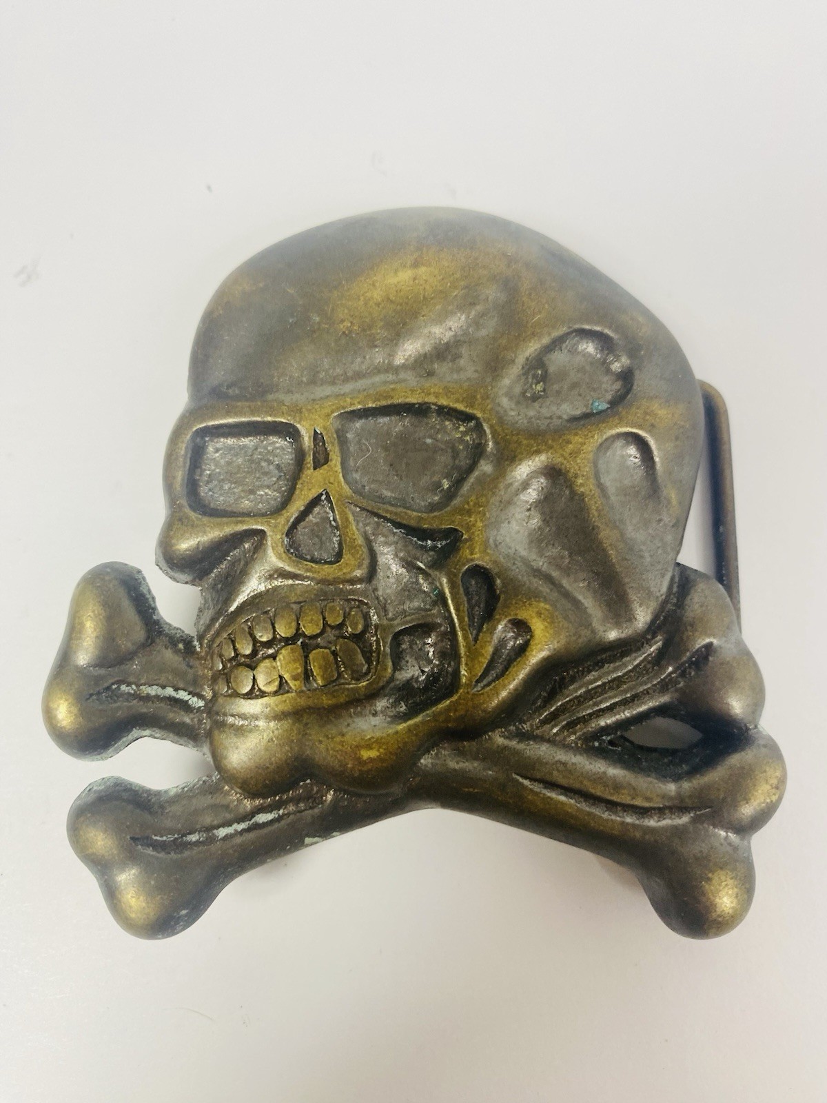Skull Crossbones Solid Brass Biker Motorcycle Pun… - image 1