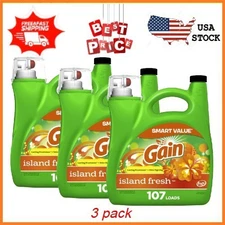3 pack Gain Liquid Laundry Detergent, Island Fresh Scent, 154 fl oz, 107 Loads