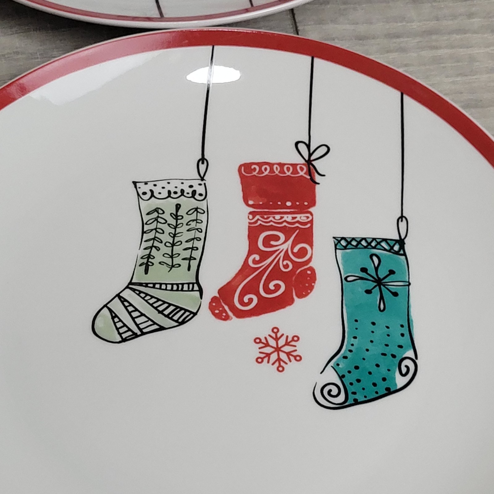 American Atelier Porcelain Plates 8" Salad Dessert Christmas Holiday Set of 4