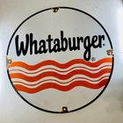 Whataburger Classic Vintage Advertising Sign Porcelain Enamel 11.75" inch