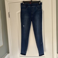 Spanx Distressed Skinny Jeans Medium Wash Stretch Denim Size Medium
