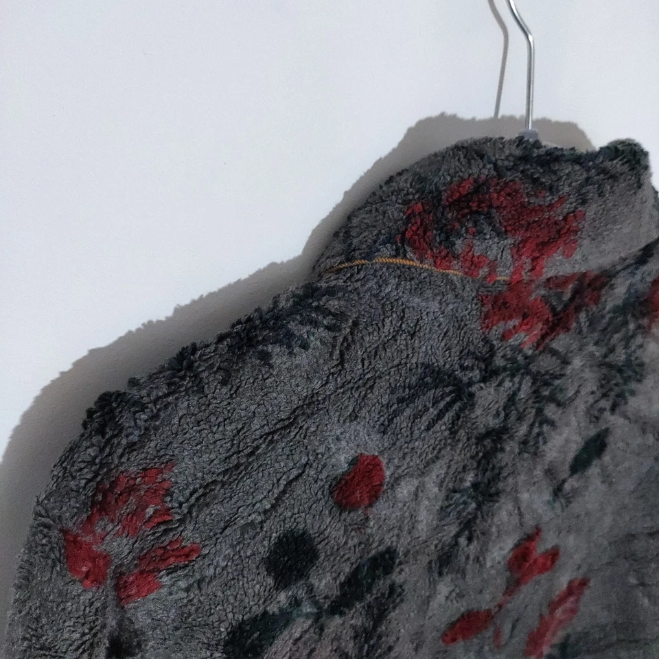 Chaqueta Floral Gris Woolrich Vintage Polar Mujer Talla Mediana Hecha en EE. UU. Invierno Foto 4 de 4