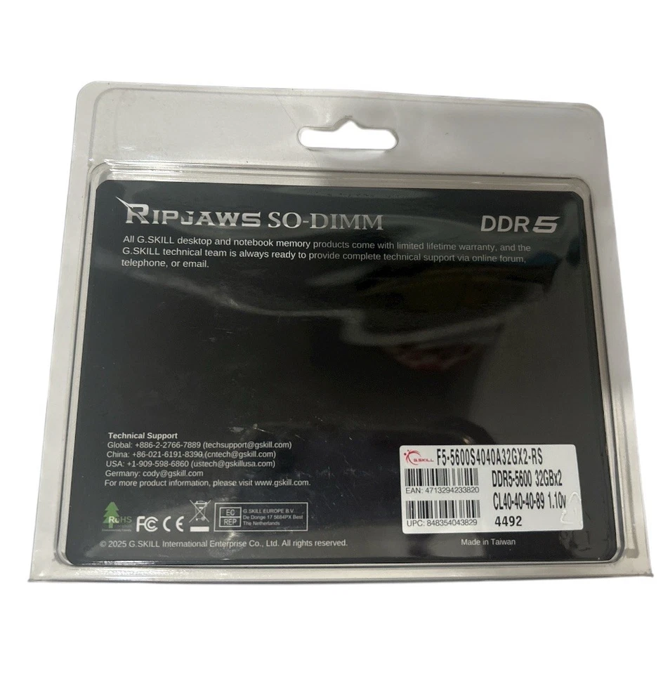 G.SKILL Ripjaws DDR5-5600 64G CL40-40-40-89 1.10v Laptop Memory Module 2025 XMP - Image 3 of 3