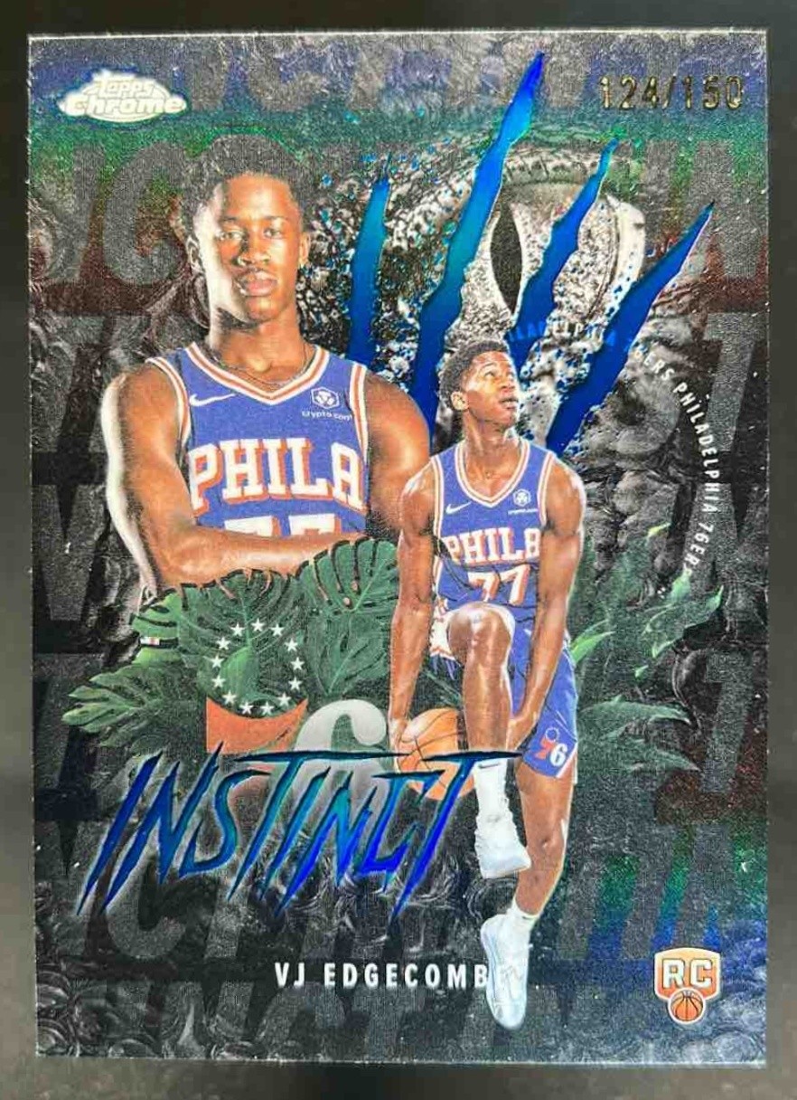 2025-26 Topps Chrome VJ Edgecombe Instinct RC Blue Refractor #124/150 76ers