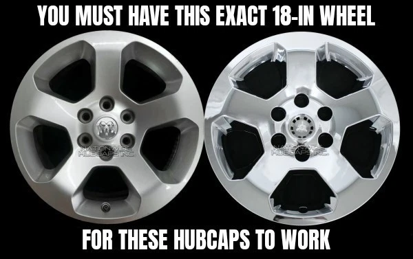 Set Of 4 Dodge Ram 1500 Truck 2019-2023 Chrome 18" Wheel Skin Covers IMP451X — 第 2/4 张图片