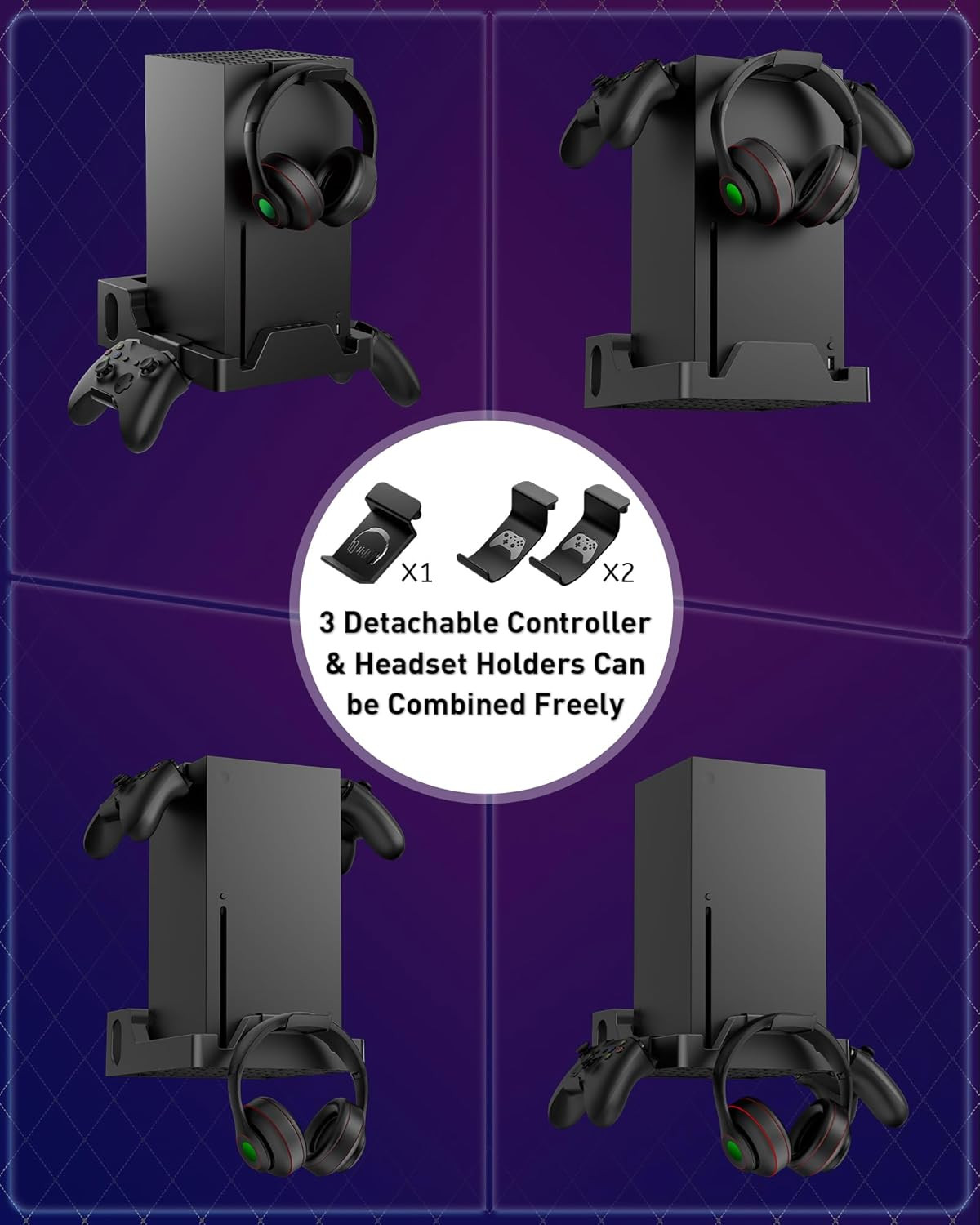 Supporto a parete per Xbox Series X - Kit ripiano a parete robusto con 2 supporti controller e foto 5