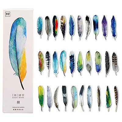 Shengo Bookmarks Bookmarks Message Cards Set of 30 Bird Feather Design