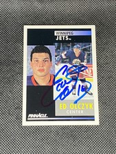 Ed Olczyk Winnipeg Jets 1991-92 Pinnacle Signed Auto Card #193 ~ COA