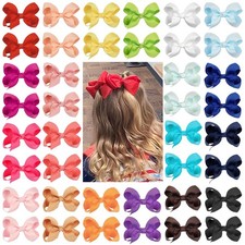40Pcs 3 inch Hair Bows for Girls Grosgrain Ribbon Toddler Back to School Hair...