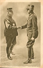 Military War 1 Postcard Antique 1914 General Joffre Congratulates a Hero  N