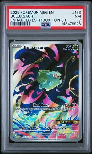 Pokemon Mega Evolutions Bulbasaur 133/132 Enhanced Topper Promo Stamped PSA 7