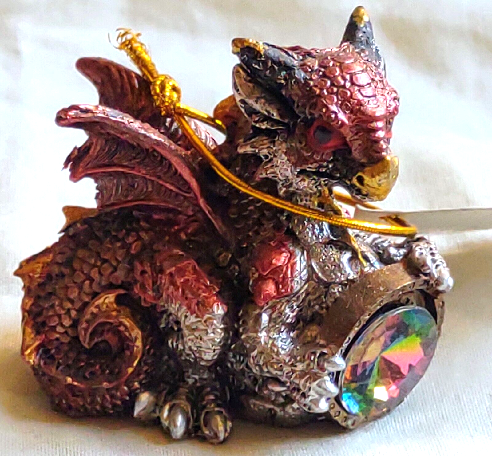 Resin Red Baby Dragon Holding Gem 2