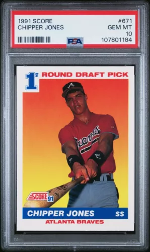 1991 SCORE #671 Chipper Jones Atlanta Braves Rookie Card RC HOF PSA 10 Gem Mint