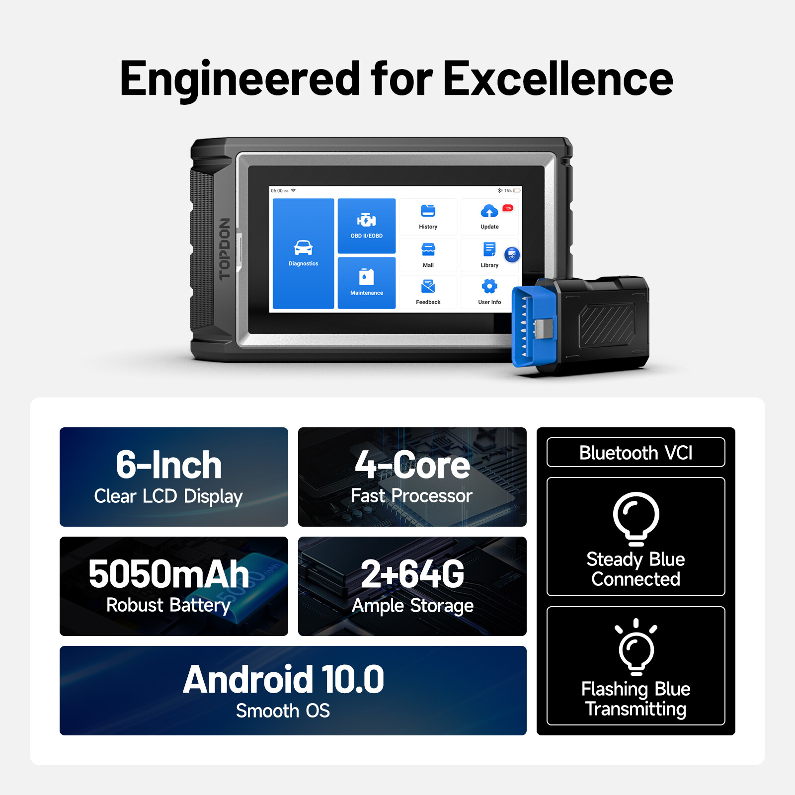 OBD2 Scanner Wireless TOPDON AD800BT2 Free Upgrade for Life Diagnostic Tool 2025