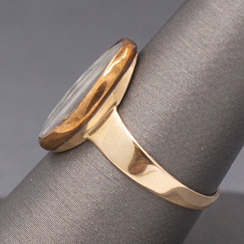 Antique Ring with Georgian Sepia Landscape Bezel Set in 9k and 14k Gold - Picture 10 of 11