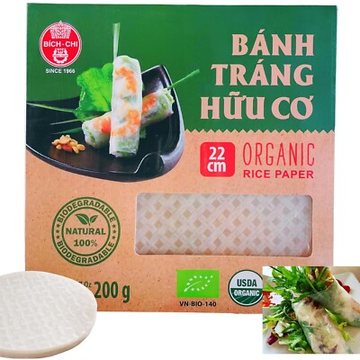 200G Organic Vietnamese Rice Paper Wrappers Gluten-Free, Vegan, Halal (22cm)