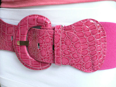 New Women Classic Waist Stretch Band Trendy Belt Medium Wide Pink Fit Size M L