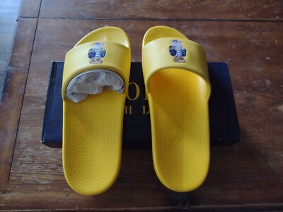 Polo Ralph Lauren Polo Bear Yellow Slides Size 12 | eBay display picture 1