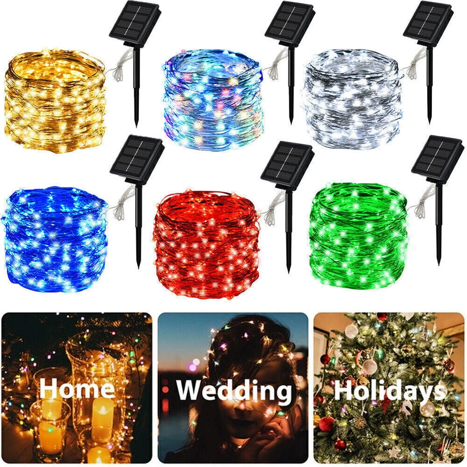 Solar Christmas Fairy lights Outdoor 200LED Party Xmas String Lights Home Decor - Image 3 of 4