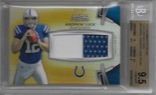 2012 BOWMAN STERLING ANDREW LUCK ROOKIE GOLD REFRACTOR JUMBO PATCH /65 BGS 9.5 