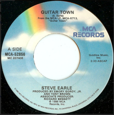 Steve Earle   Guitar Town / Little Rock N Roller 45 Rpm record