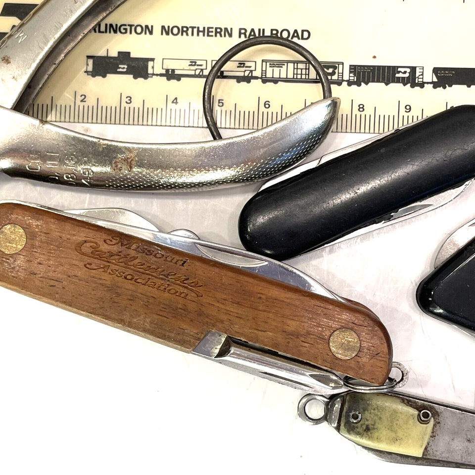 Junk Drawer Lot Pen Knives Punch Rulers Playing Cards Bookmark Pocket ...