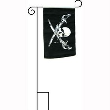 12x18 12"x18" Jolly Roger Pirate Brethren of Coast Sleeved w/ Garden Stand Flag