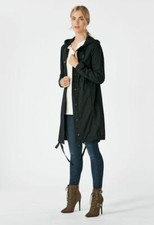 Justfab Hooded Utility Cotton Trench Coat Black Size L Uk 14 Bnwt