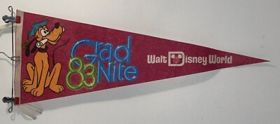 RARE Disney World Florida 1983 Grad Nite Pennant Banner Flag Pluto