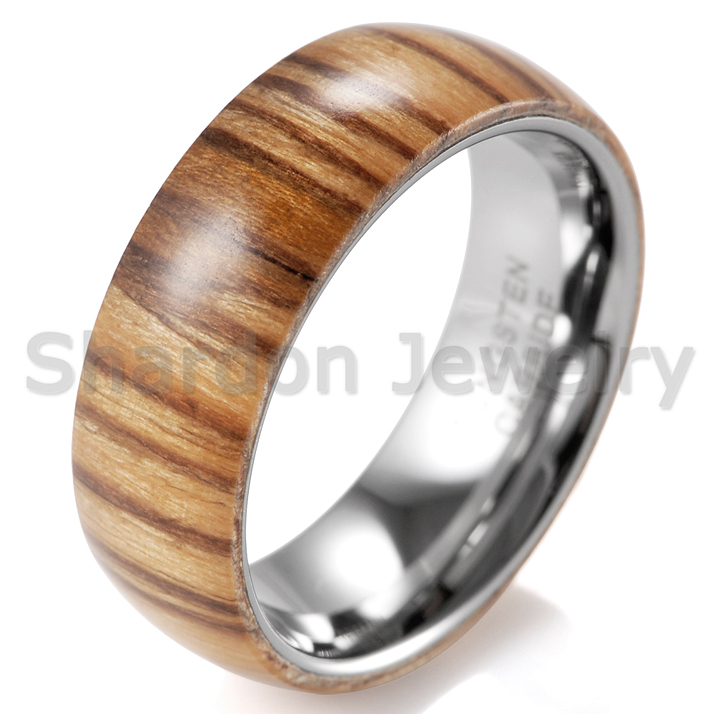 Shardon Men's tungsten carbide ring with wood inlay engagement rings