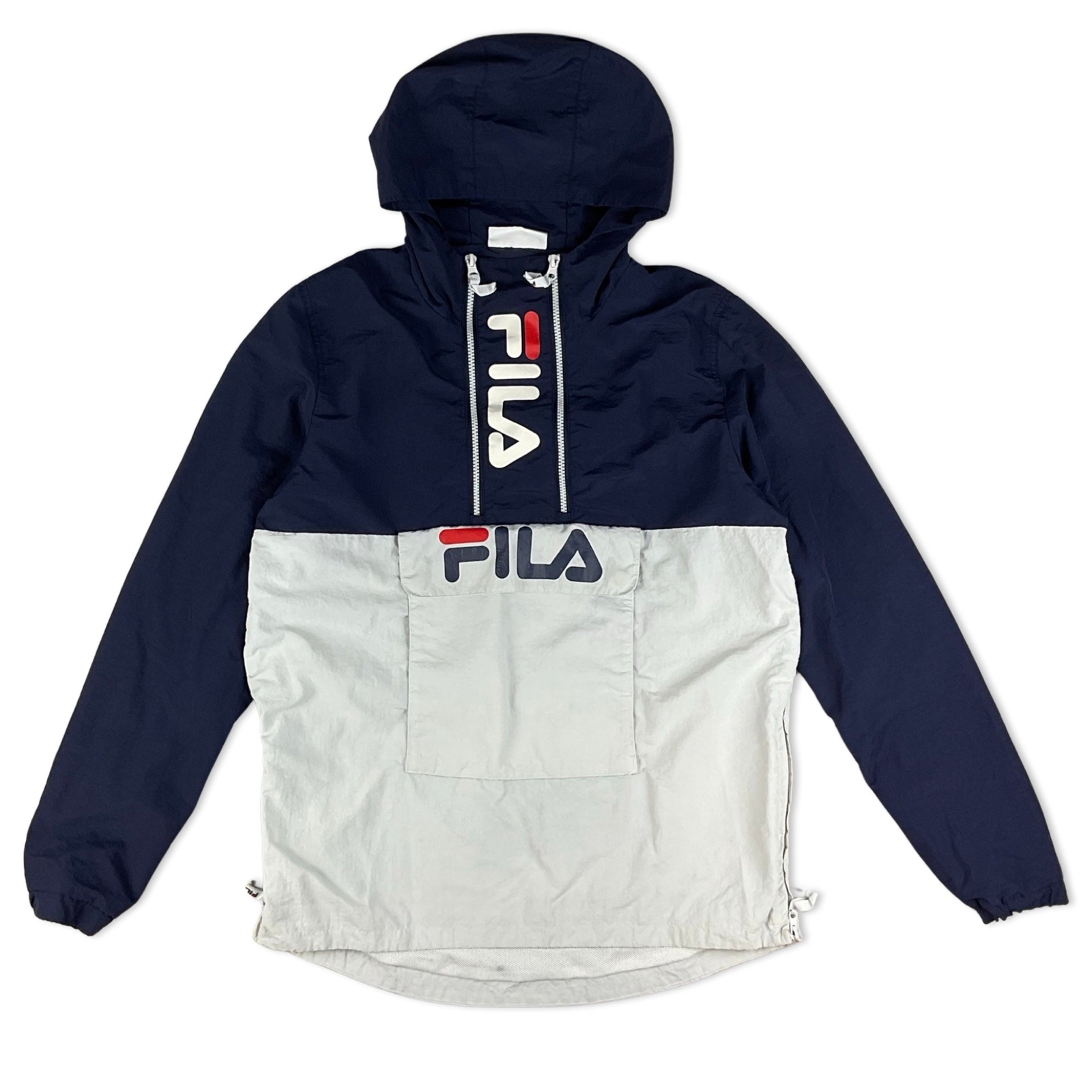 Giacca a vento vintage anni 90 Fila blu navy bianca e rossa S M