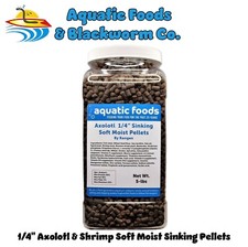 Adult Axolotl 1/4" Soft Moist Sinking Pellets for Axolotls Rangen in 5-lb Jar